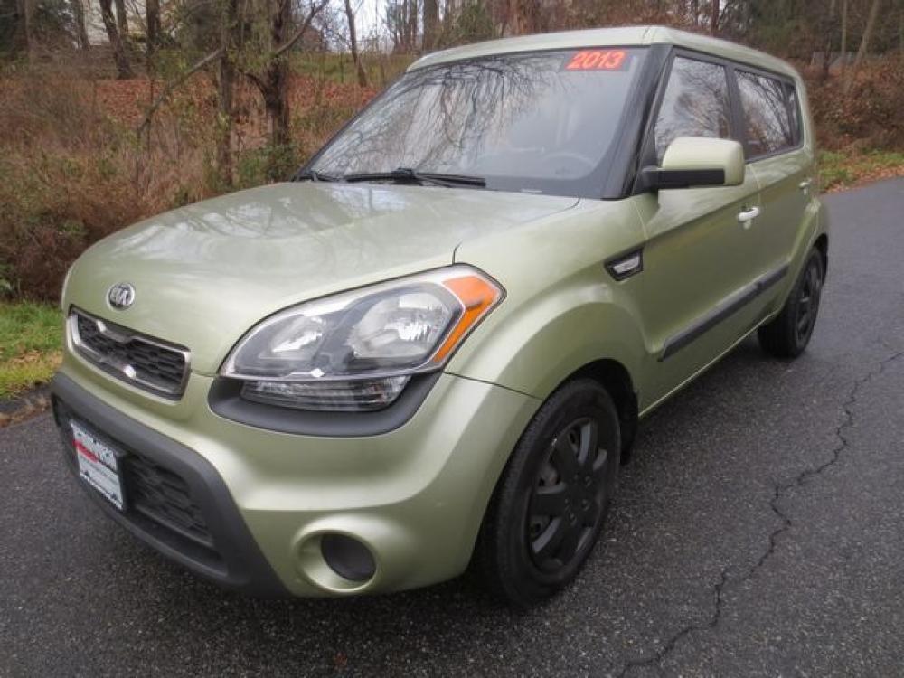 2013 Green /Black Kia Soul (KNDJT2A53D7) with an 1.6L 4cyl engine, 6 Speed Manual transmission, located at 270 US Route 6, Mahopac, NY, 10541, (845) 621-0895, 41.349022, -73.755280 - Photo #0
