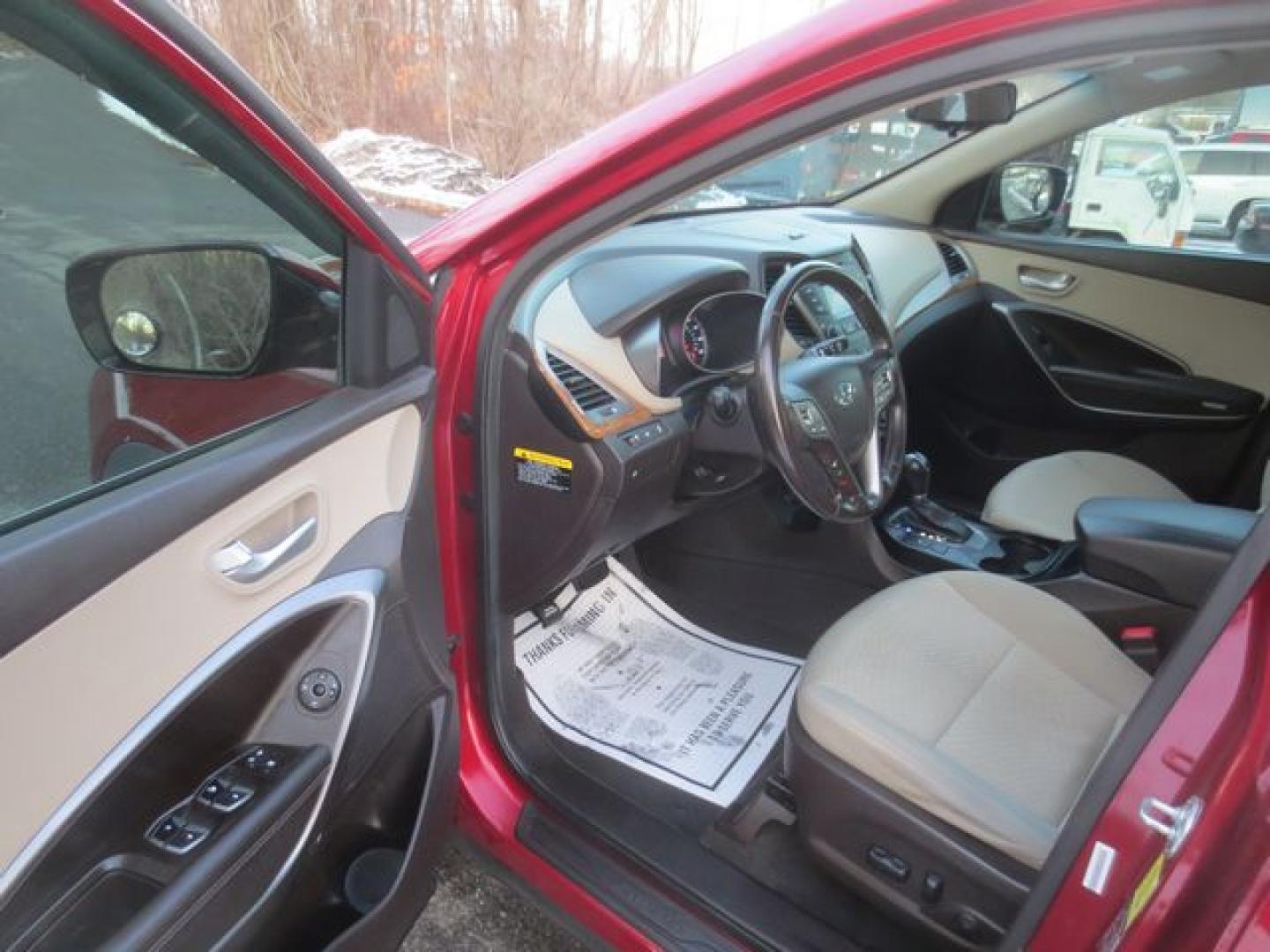 2014 Red /Beige Hyundai Santa Fe Sport (5XYZU3LB5EG) with an 2.4L L4 DOHC 16V engine, 6-Speed Automatic transmission, located at 270 US Route 6, Mahopac, NY, 10541, (845) 621-0895, 41.349022, -73.755280 - Photo#6