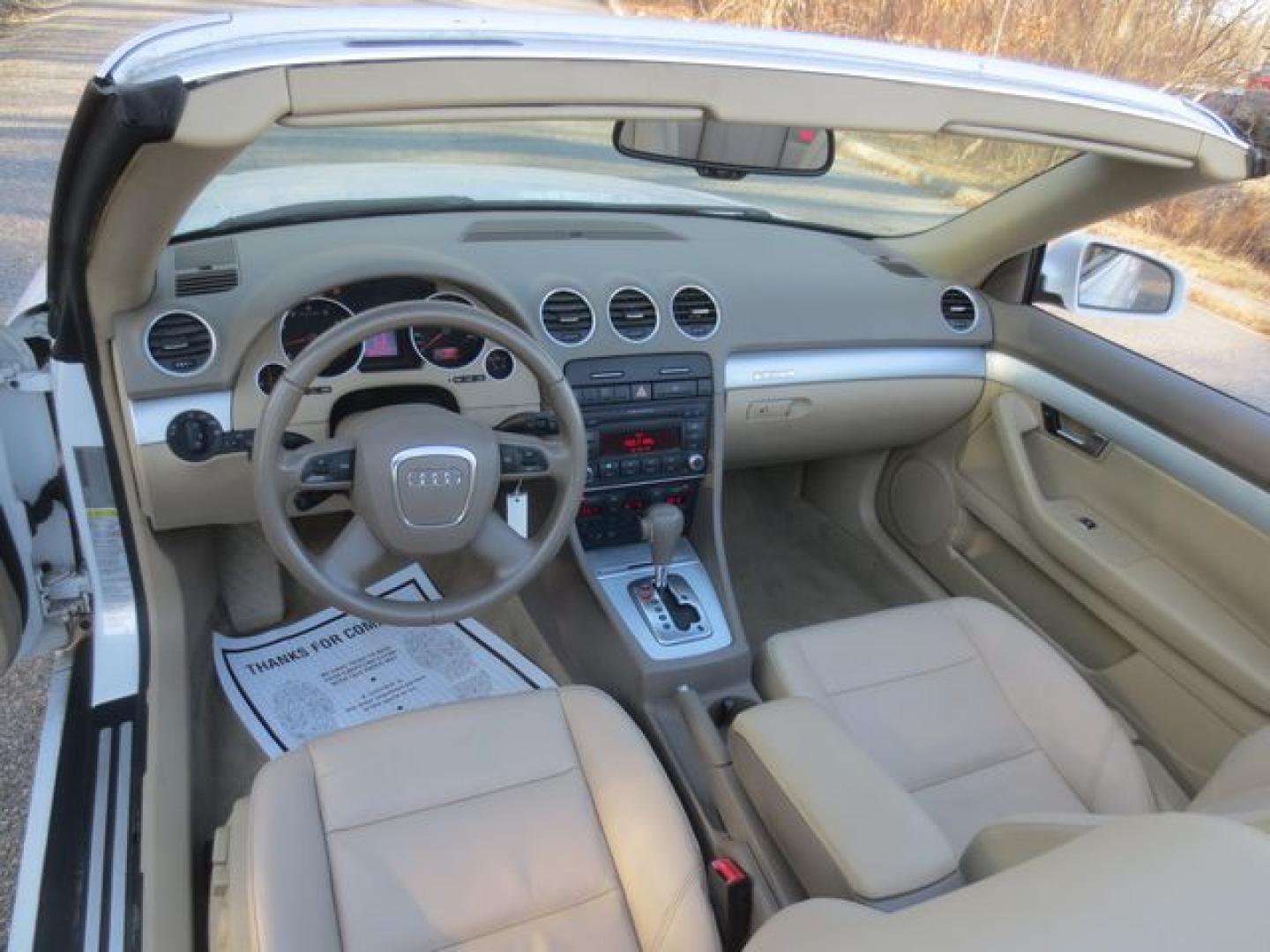 2008 White /Beige Audi A4 2.0T Cabriolet quattro with Tiptronic (WAUDF48H78K) with an 2.0L L4 DOHC 16V TURBO engine, 6-Speed Automatic transmission, located at 270 US Route 6, Mahopac, NY, 10541, (845) 621-0895, 41.349022, -73.755280 - Photo#9