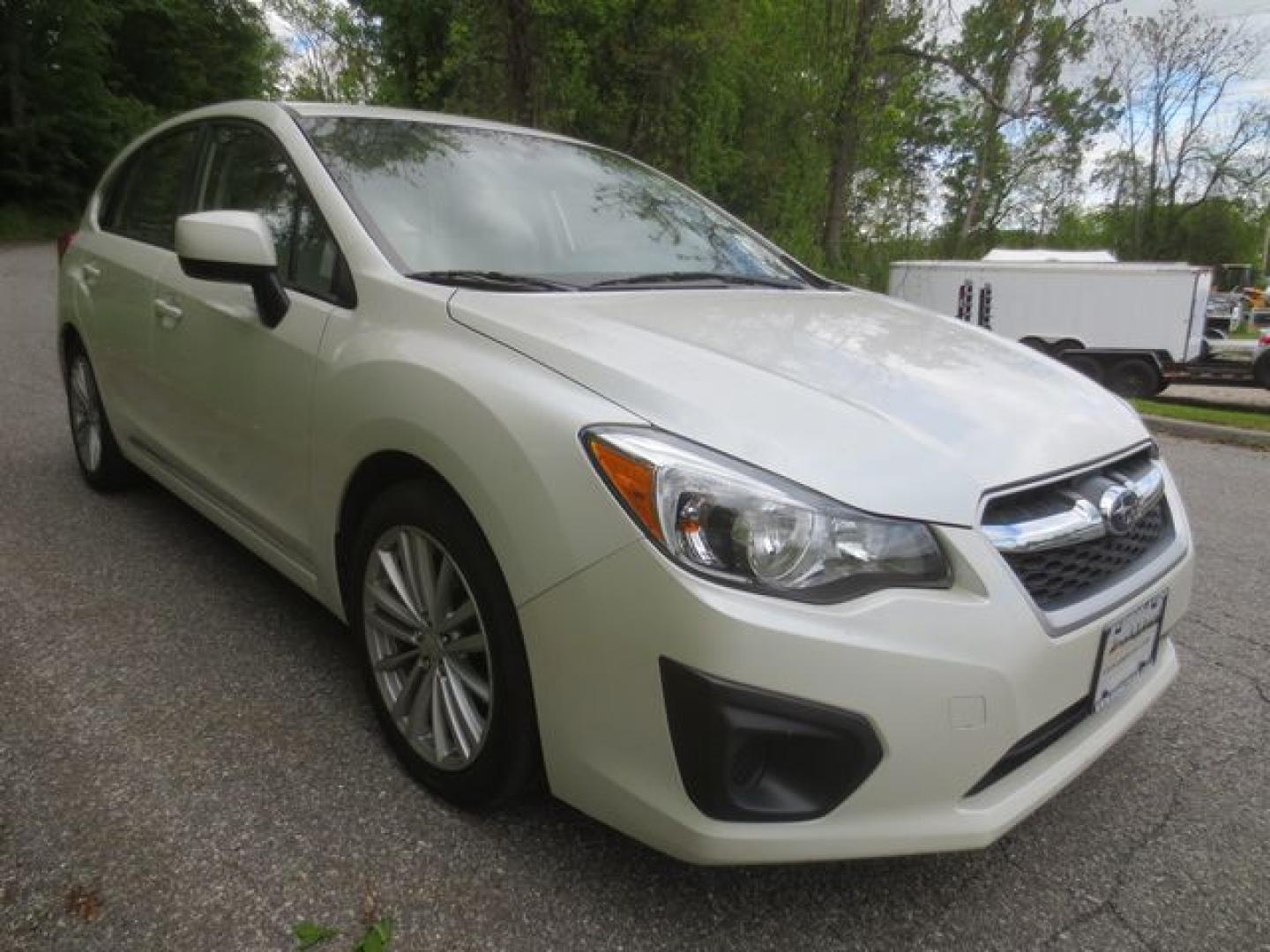 2012 White /Beige Subaru Impreza Premium Plus (JF1GPAE69CH) with an 2.0L H4 DOHC 16V engine, Automatic transmission, located at 270 US Route 6, Mahopac, NY, 10541, (845) 621-0895, 41.349022, -73.755280 - Photo#1