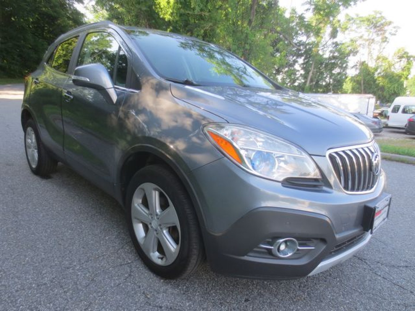 2015 Gray /Gray Buick Encore Premium (KL4CJHSB9FB) with an 1.4L L4 DOHC 16V TURBO engine, 6-Speed Automatic transmission, located at 270 US Route 6, Mahopac, NY, 10541, (845) 621-0895, 41.349022, -73.755280- Photo#1