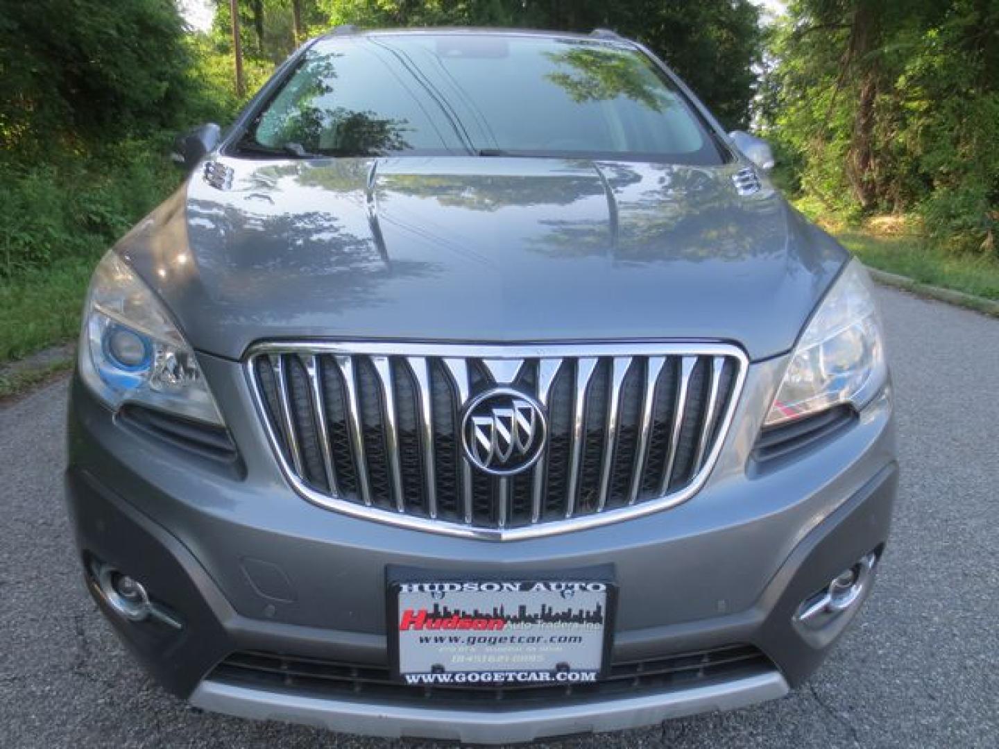 2015 Gray /Gray Buick Encore Premium (KL4CJHSB9FB) with an 1.4L L4 DOHC 16V TURBO engine, 6-Speed Automatic transmission, located at 270 US Route 6, Mahopac, NY, 10541, (845) 621-0895, 41.349022, -73.755280- Photo#2